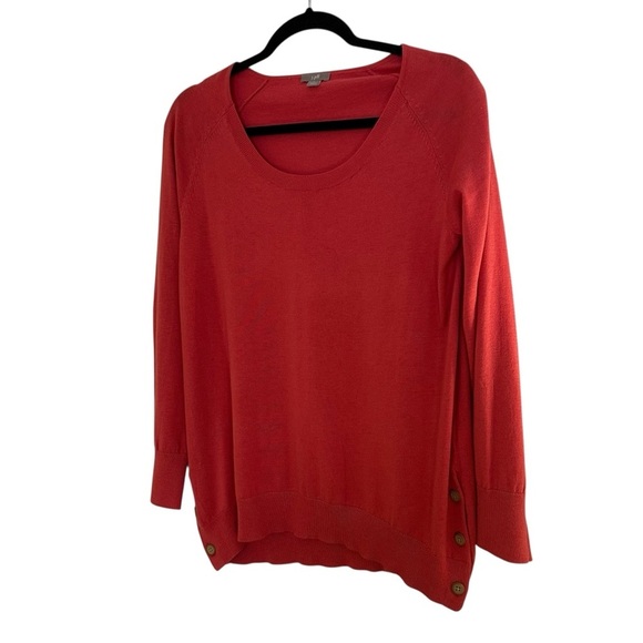 J. Jill silk blend coral pullover sweater with button accents at hips Small - Picture 2 of 10